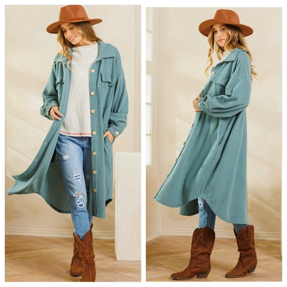 36 Most Fabulous Stretch Front Button Down Long Coat - Picture 1 of 4